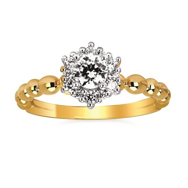 14K Yellow Diamond Semi Mount Engagement Ring with 12 Diamonds -0.174tw. Center Size 1/3ct. Barnes Jewelers Goldsboro, NC