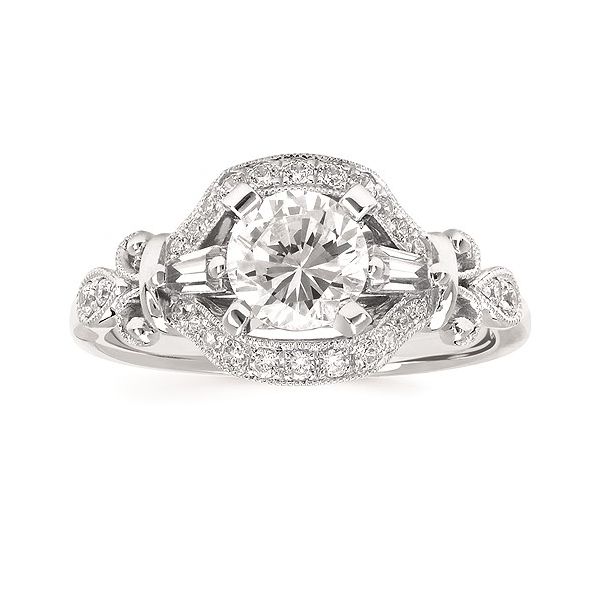 14K White Diamond Semi Mount Engagement Ring Size 6.5 With 0.292Twd. 1Ct Center Size. Barnes Jewelers Goldsboro, NC