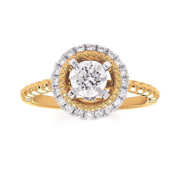 Yellow 14 Karat Forever Elegant Semi-Mount/Engagement Ring Size 6.5 With 22=0.22Tw Round G/H Si2 Diamond. Center Sized 1ct Barnes Jewelers Goldsboro, NC