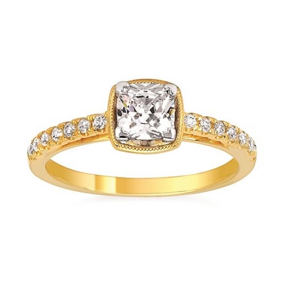 14K Yellow Diamond Semi Mount/Engagment Ring, 0.14tw,  Size 6.5  Center Sized for .50ct. Barnes Jewelers Goldsboro, NC