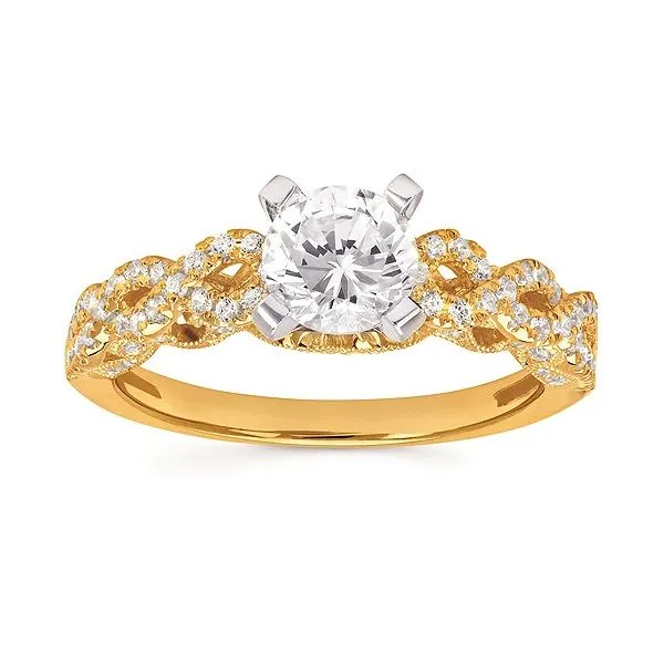 14K Yellow Diamond Semi Mount Engagement Ring. 0.414tw, Size 6.5. Center Size 1Ct. Barnes Jewelers Goldsboro, NC