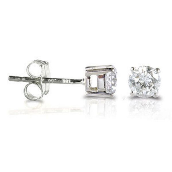 White 14 Karat Diamond Stud Earrings With 2=0.33Tw  Round Diamonds Barnes Jewelers Goldsboro, NC