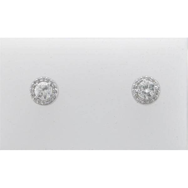 Halo Stud Earrings in 14KT White Gold with 0.60cttw Diamonds Barnes Jewelers Goldsboro, NC