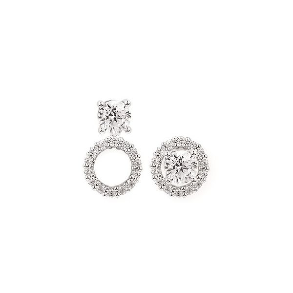 White 14 Karat Diamond Fashion Earring Jackets  With 28=0.37Tw Round Diamonds Barnes Jewelers Goldsboro, NC