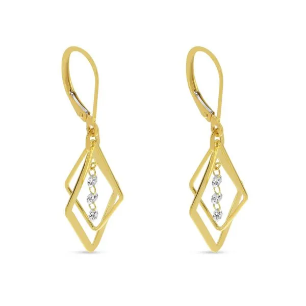 COLOR MERCHANTS  Petite 3D Geometric Diamond Dangle Earrings, 14KT Yellow Gold, 0.30CTTW Round  E11403 Barnes Jewelers Goldsboro, NC