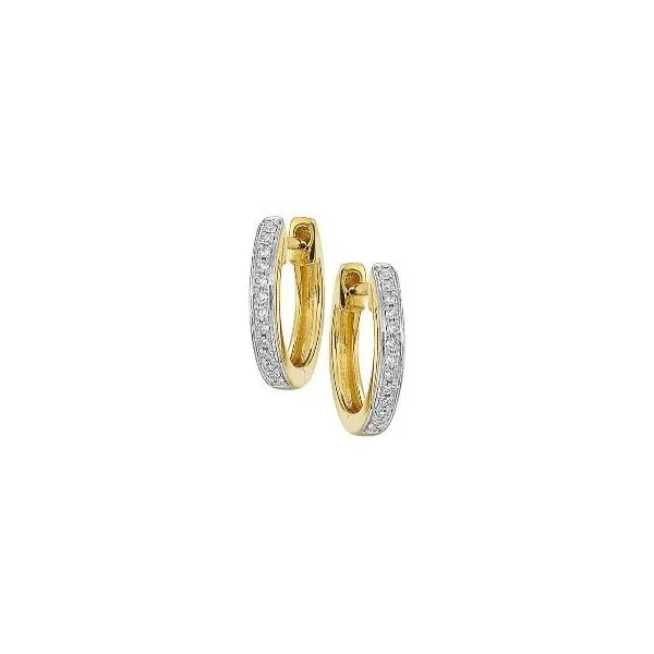 GEMSONE  Diamond Huggie Hoop Earrings, 14KT Yellow Gold, 0.06CTTW Round Diamonds  ER10992-4YB Barnes Jewelers Goldsboro, NC