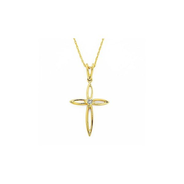 OSTBYE OP09A46 Ladies Yellow Gold Diamond Cross Pendant Barnes Jewelers Goldsboro, NC