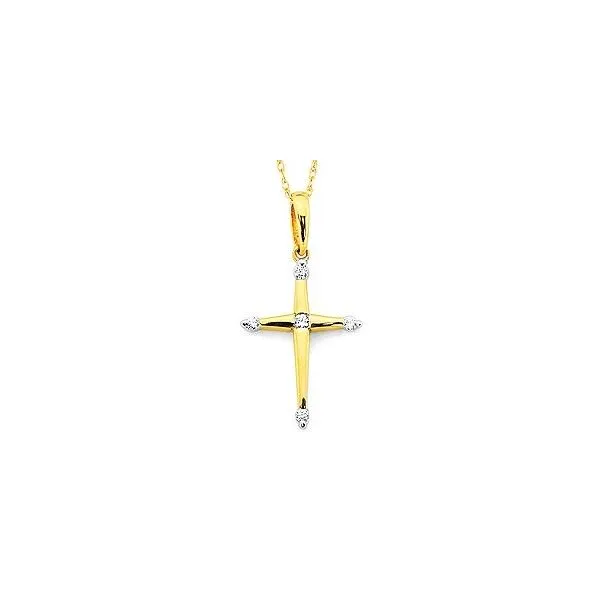 OSTBYE  Diamond Cross Necklace, 14KT Yellow Gold, 0.06CTTW Round, 18