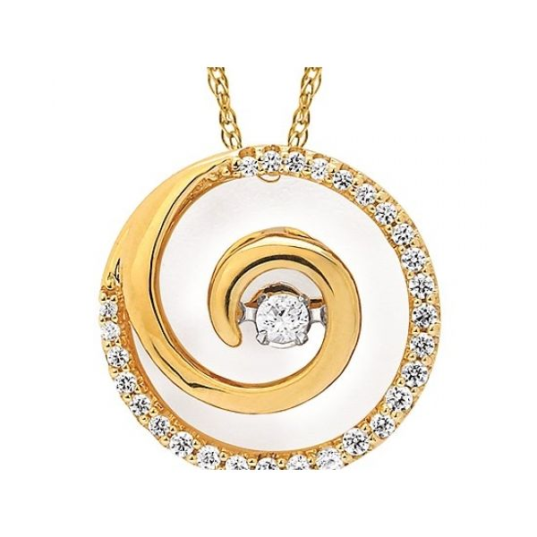 OSTBYE SD15P28 Ladies Yellow Gold Shimmering Diamond Pendant Barnes Jewelers Goldsboro, NC