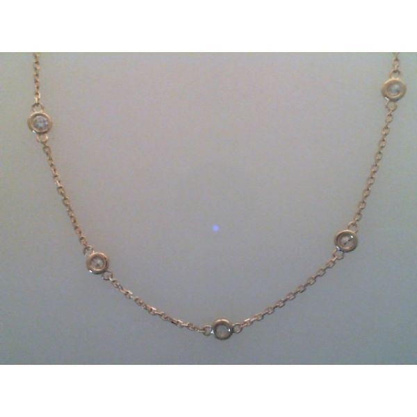 Yellow 14 Karat  Diamond Section Necklace Length 18