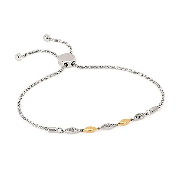 OSTBYE  Diamond Bolo Bracelet, Sterling Silver and 14KT Yellow Gold, 0.13CTTW Round, Adjustable  OR20A02 Barnes Jewelers Goldsboro, NC