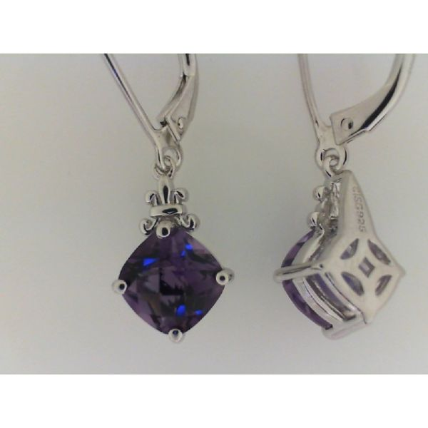 COLORE~7CSG Rhodium Sterling Silver Amethyst Drop Earrings, hinged wires, LVE444-AM Barnes Jewelers Goldsboro, NC