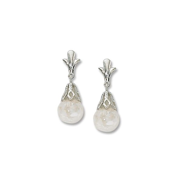 White 14 Karat 8mm Floating Opals Drop Earrings/posts Barnes Jewelers Goldsboro, NC