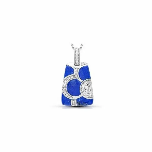 Rhodium Sterling Silver Adina Pendant with Genuine Lapis and CZ's Barnes Jewelers Goldsboro, NC