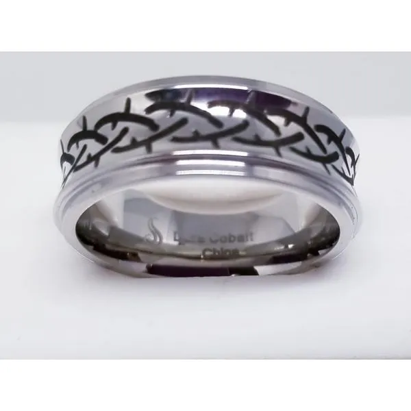 Dura Cobalt Band 8mm with Black Laser Engraved Braid Design - Size 10 Barnes Jewelers Goldsboro, NC