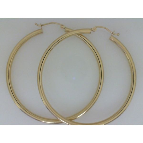 Yellow 10 Karat 2.5mm X 50mm Tube Hoop Earrings Barnes Jewelers Goldsboro, NC
