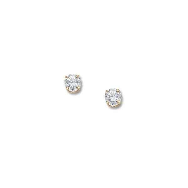 Yellow 14 Karat .60tw  Cubic Zirconia Stud Earrings, 4 prongs. Barnes Jewelers Goldsboro, NC