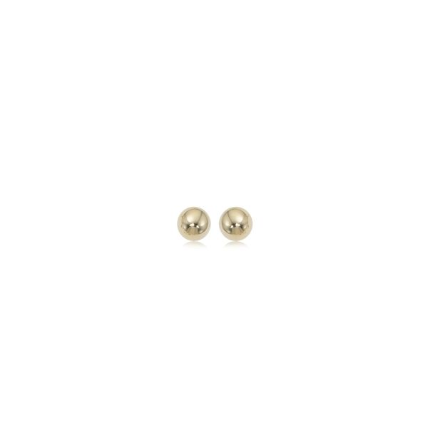 Yellow 14 Karat 6mm Ball Earrings Image 2 Barnes Jewelers Goldsboro, NC
