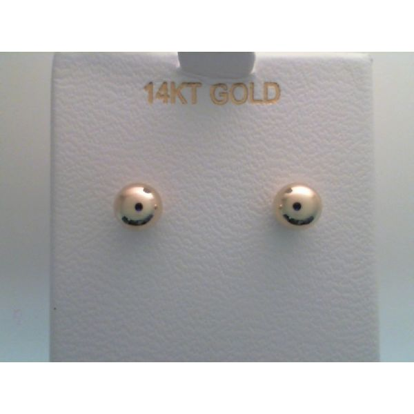 Yellow 14 Karat 6mm Ball Earrings Barnes Jewelers Goldsboro, NC