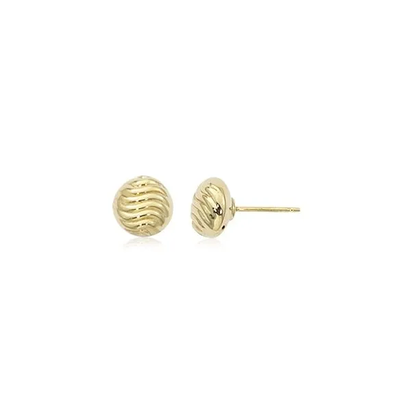 Yellow 14 Karat 8mm Shrimp Pattern Stud Earrings Barnes Jewelers Goldsboro, NC