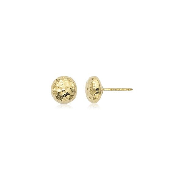 Yellow 14 Karat 8mm Hammered Ball Studs Earrings Barnes Jewelers Goldsboro, NC