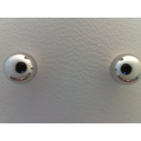 White 14 Karat 6mm Ball Stud Earrings Barnes Jewelers Goldsboro, NC