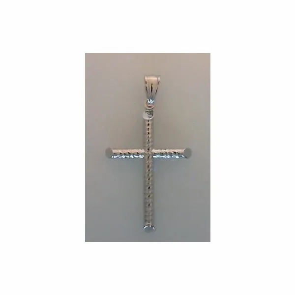 14 Karat White  Cross Pendant, Textured/Polished,  29mm x 21mm apx. Barnes Jewelers Goldsboro, NC