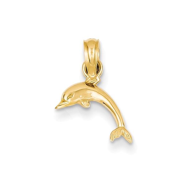 Yellow 14 Karat Dolphin Charm or pendant with bail Barnes Jewelers Goldsboro, NC