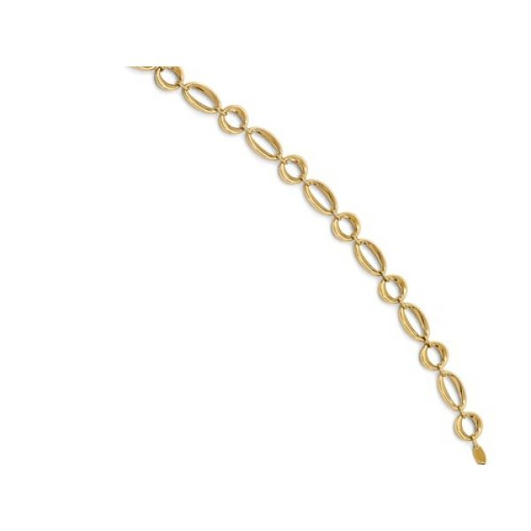 14K Yellow Bracelet with Round & Oval Semi Solid Links. 8mm x 7.5
