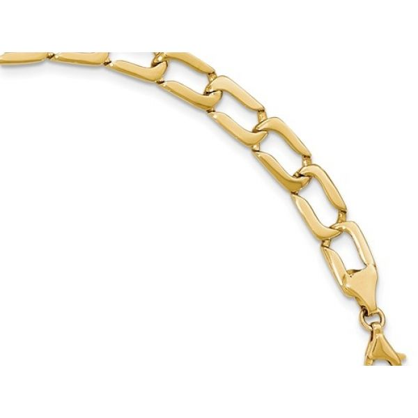 14K Yellow Bracelet with 9mm Polished  Links Length 8.5