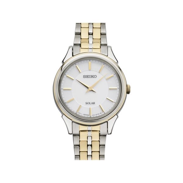 Women's Solar Watch, Two Tone Stainless Steel, with Grey Dial, 27mm, 30M W/R. Barnes Jewelers Goldsboro, NC