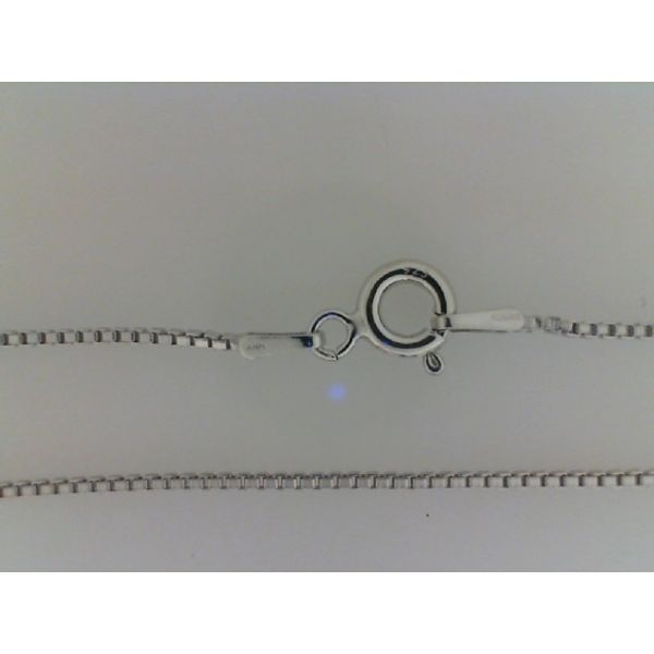 MMA - Rhodium Sterling Silver, 1mm Box Chain, Length 18, spring ring clasp,  RPBX18 Image 2 Barnes Jewelers Goldsboro, NC