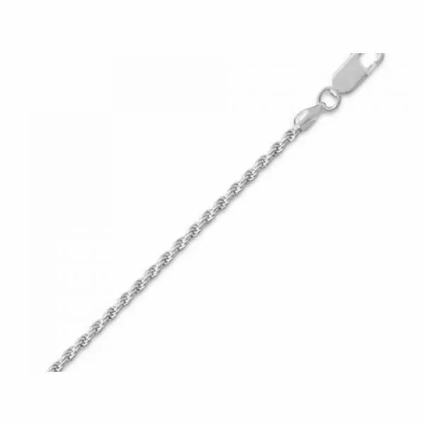 Rhodium Sterling Silver 040  2mm Rope  Chain, Length 24