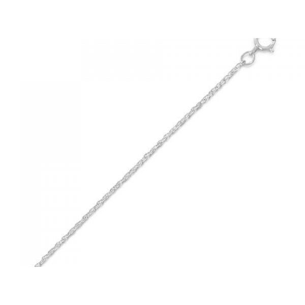 Rhodium Sterling Silver 1mm Lite Rope Pendant Chain w/Spring ring clasp.  Length 18, Barnes Jewelers Goldsboro, NC