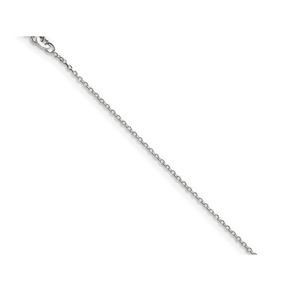 Rhodium Sterling Silver 1.25mm Cable Chain Length 18