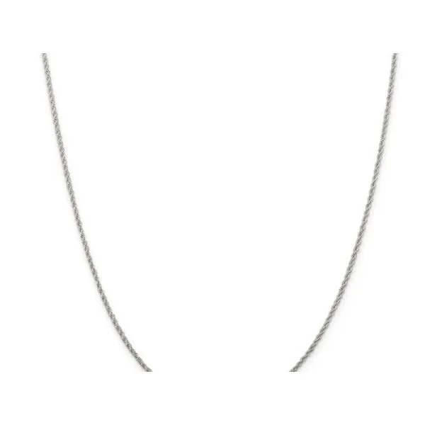 Rhodium Sterling Silver 1.3mm Loose Rope Chain Length 20