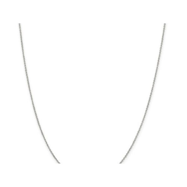 Rhodium Sterling Silver 1.1mm Cable Chain Length 18
