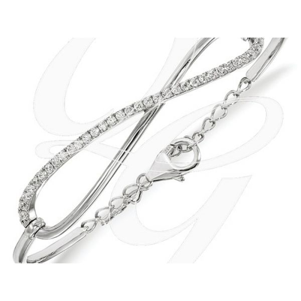 Rhodium  Sterling Silver Shimmer Infinity  Bracelet W/Cz's Length 7. Barnes Jewelers Goldsboro, NC