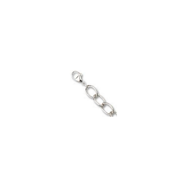 Rhodium Sterling Silver Charm Bracelet, w/ solid oval links, Length 8 Barnes Jewelers Goldsboro, NC