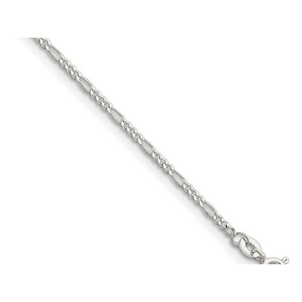 Sterling Silver 1.75mm Figaro Ankle Bracelet Length 10 w/ spring ring clasp. Barnes Jewelers Goldsboro, NC