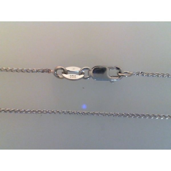 Rhodium Sterling Silver Spiga Ankle Bracelet  Length 10