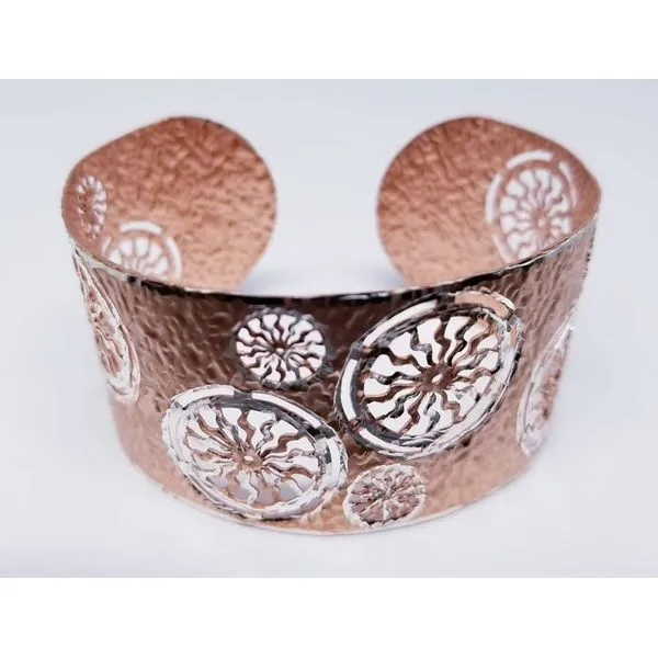 Rosé Sterling Silver 35mm Cuff Bracelet. Barnes Jewelers Goldsboro, NC