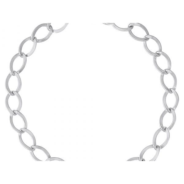 Rhodium Sterling Silver Dapped Curb Link Classic Bracelet Length 8