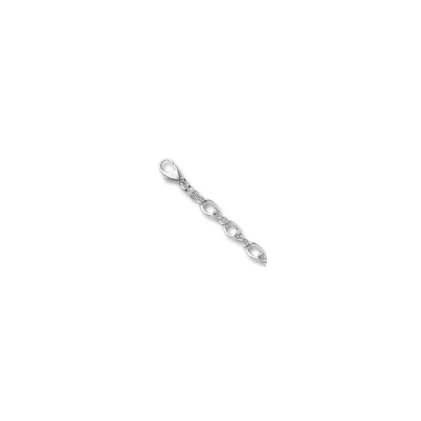 Rhodium Sterling Silver  Charm Bracelet Length 8