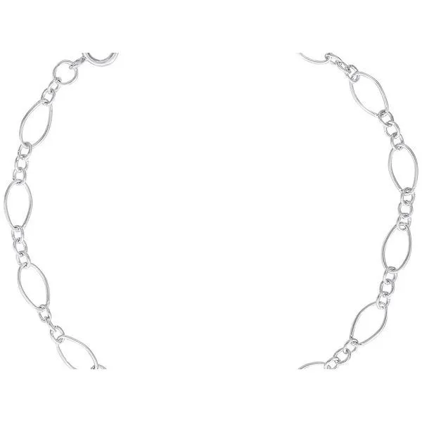 Rhodium Sterling Silver Figure 8 Charm Bracelet with Spring Ring Clasp.   length 8