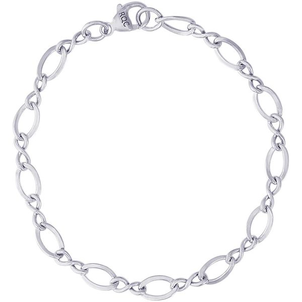 Rhodium Sterling Silver Large Figure 8 Link Classic  Charm Bracelet (Grow With Me).  Length 7