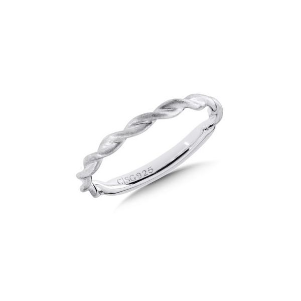 Rhodium Sterling Silver Stackable Twisted Band/Ring , Size 7 Barnes Jewelers Goldsboro, NC