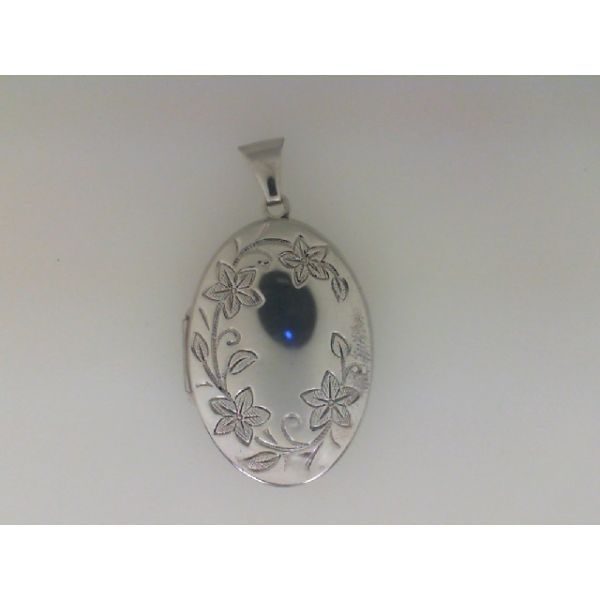 Sterling Silver Engraved Oval  32mm Locket Pendant.Holds 2 Pictures. Barnes Jewelers Goldsboro, NC