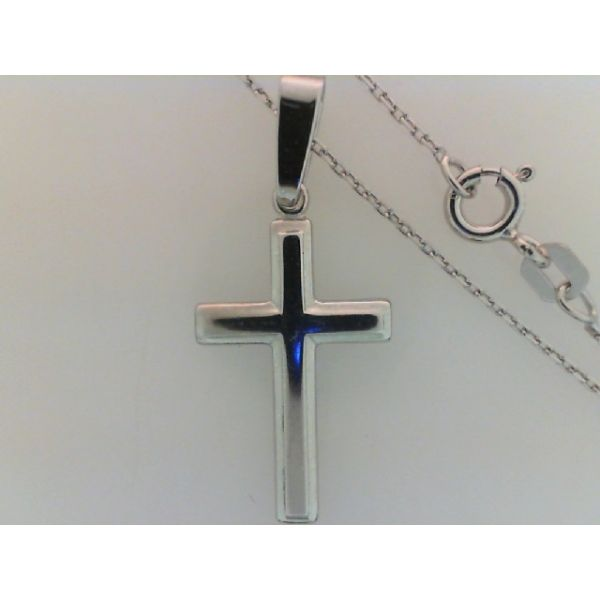 Rhodium Sterling Silver Cross Pendant , approx. 20mm x 13mm, polished, bail, 18
