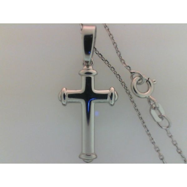 Rhodium Sterling Silver High Polished Cross, Approx 13mm x 20mm, w/ Bail, 18